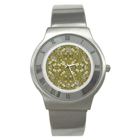 Folk flowers print Floral pattern Ethnic art Stainless Steel Watch from ArtsNow.com Front