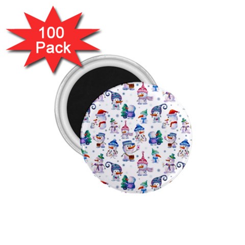 Cute Snowmen Celebrate New Year 1.75  Magnets (100 pack)  from ArtsNow.com Front