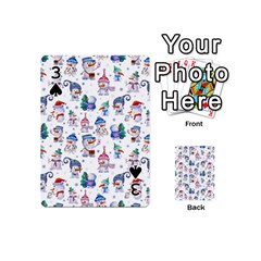Cute Snowmen Celebrate New Year Playing Cards 54 Designs (Mini) from ArtsNow.com Front - Spade3