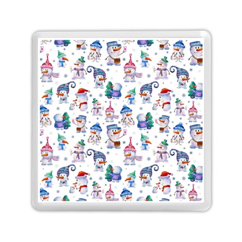 Cute Snowmen Celebrate New Year Memory Card Reader (Square) from ArtsNow.com Front