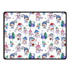 Cute Snowmen Celebrate New Year Double Sided Fleece Blanket (Small)  from ArtsNow.com 45 x34  Blanket Back