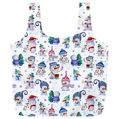 Cute Snowmen Celebrate New Year Full Print Recycle Bag (XL) from ArtsNow.com Front