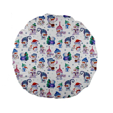 Cute Snowmen Celebrate New Year Standard 15  Premium Flano Round Cushions from ArtsNow.com Front