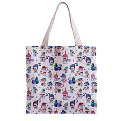Cute Snowmen Celebrate New Year Zipper Grocery Tote Bag from ArtsNow.com Front