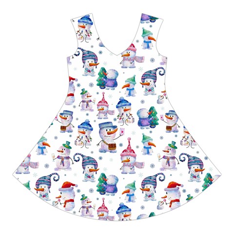 Cute Snowmen Celebrate New Year Short Sleeve V Front