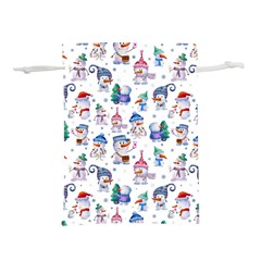 Cute Snowmen Celebrate New Year Lightweight Drawstring Pouch (L) from ArtsNow.com Front
