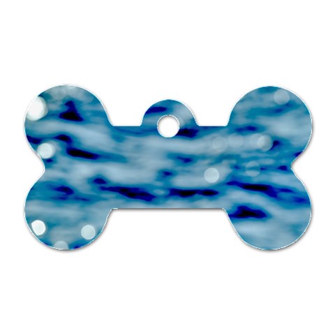 Blue Waves Abstract Series No5 Dog Tag Bone (Two Sides) from ArtsNow.com Front