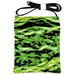 Green  Waves Abstract Series No11 Shoulder Sling Bag