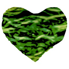 Green  Waves Abstract Series No11 Large 19  Premium Heart Shape Cushions from ArtsNow.com Front