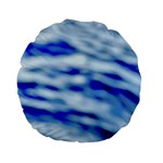 Blue Waves Abstract Series No10 Standard 15  Premium Flano Round Cushions