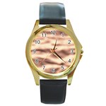 Pink  Waves Abstract Series No6 Round Gold Metal Watch