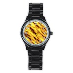 Yellow  Waves Abstract Series No8 Stainless Steel Round Watch