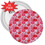 Rose Lips 3  Buttons (10 pack) 