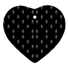 Black And White Sketchy Man Portrait Pattern Heart Ornament (Two Sides) from ArtsNow.com Back