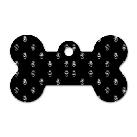 Black And White Sketchy Man Portrait Pattern Dog Tag Bone (Two Sides) from ArtsNow.com Front