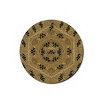 Wood Art With Beautiful Flowers And Leaves Mandala Rubber Coaster (Round)