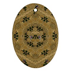 Wood Art With Beautiful Flowers And Leaves Mandala Oval Ornament (Two Sides) from ArtsNow.com Back