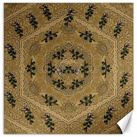 Wood Art With Beautiful Flowers And Leaves Mandala Canvas 20  x 20  from ArtsNow.com 19 x19.27  Canvas - 1