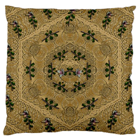 Wood Art With Beautiful Flowers And Leaves Mandala Large Cushion Case (One Side) from ArtsNow.com Front