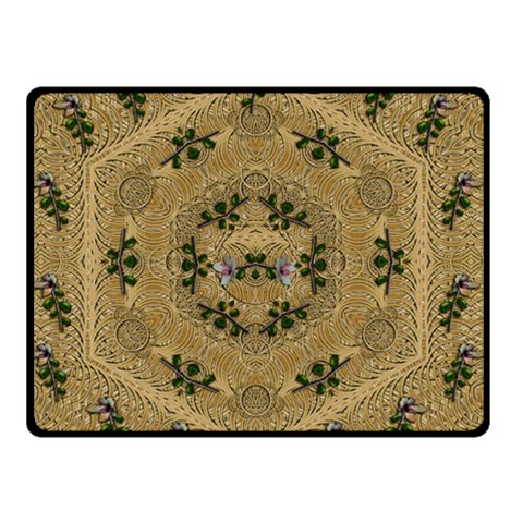 Wood Art With Beautiful Flowers And Leaves Mandala Double Sided Fleece Blanket (Small)  from ArtsNow.com 45 x34  Blanket Front