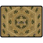Wood Art With Beautiful Flowers And Leaves Mandala Double Sided Fleece Blanket (Large) 
