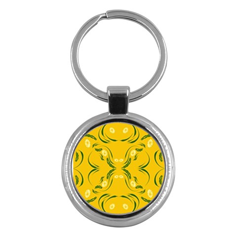 Floral folk damask pattern Fantasy flowers Floral geometric fantasy Key Chain (Round) from ArtsNow.com Front