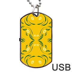 Floral folk damask pattern Fantasy flowers Floral geometric fantasy Dog Tag USB Flash (Two Sides) from ArtsNow.com Front