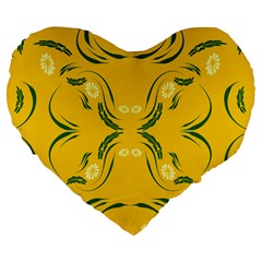 Floral folk damask pattern Fantasy flowers Floral geometric fantasy Large 19  Premium Flano Heart Shape Cushions from ArtsNow.com Front