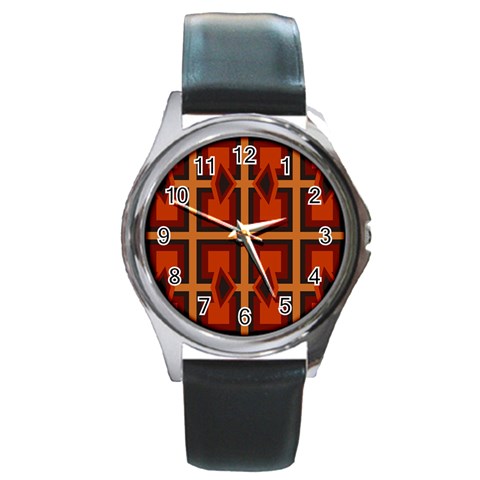 Abstract pattern geometric backgrounds   Round Metal Watch from ArtsNow.com Front