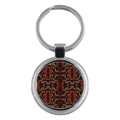 Floral folk damask pattern Fantasy flowers Floral geometric fantasy Key Chain (Round) from ArtsNow.com Front