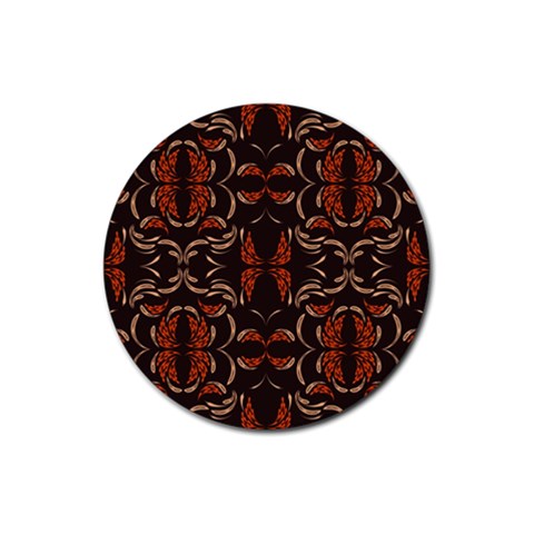 Floral folk damask pattern Fantasy flowers Floral geometric fantasy Rubber Coaster (Round) from ArtsNow.com Front