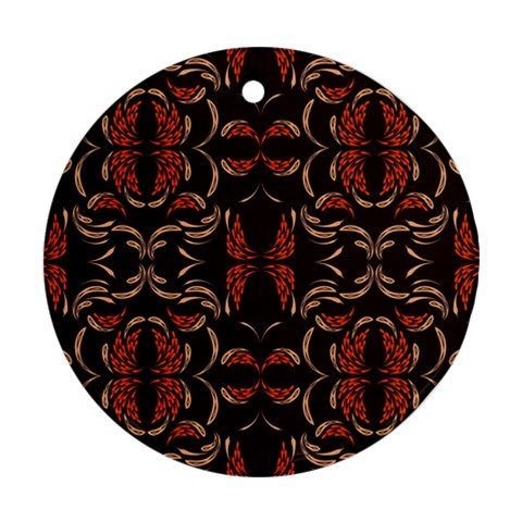 Floral folk damask pattern Fantasy flowers Floral geometric fantasy Round Ornament (Two Sides) from ArtsNow.com Front