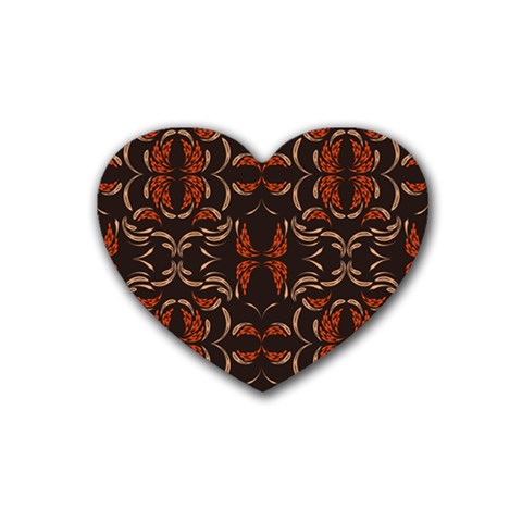 Floral folk damask pattern Fantasy flowers Floral geometric fantasy Rubber Heart Coaster (4 pack) from ArtsNow.com Front
