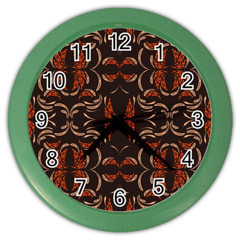 Floral folk damask pattern Fantasy flowers Floral geometric fantasy Color Wall Clock from ArtsNow.com Front