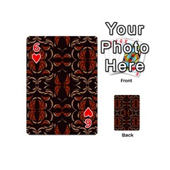 Floral folk damask pattern Fantasy flowers Floral geometric fantasy Playing Cards 54 Designs (Mini) from ArtsNow.com Front - Heart6