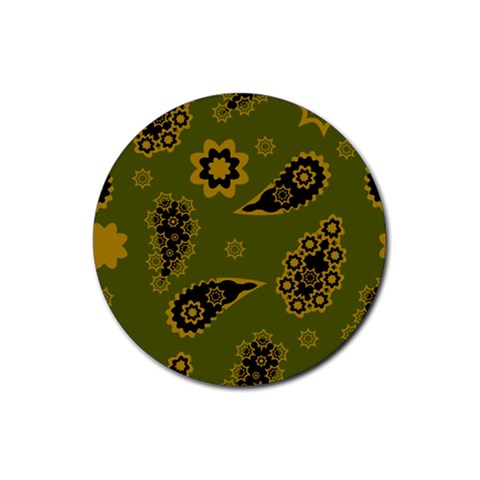 Floral pattern paisley style Paisley print. Doodle background Rubber Round Coaster (4 pack) from ArtsNow.com Front