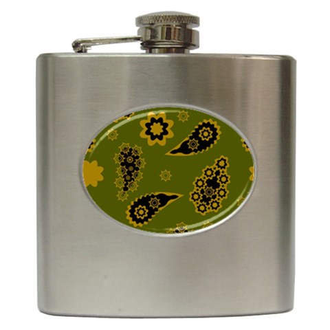 Floral pattern paisley style Paisley print. Doodle background Hip Flask (6 oz) from ArtsNow.com Front