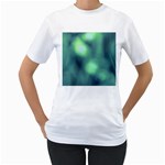Green Vibrant Abstract Women s T-Shirt (White) (Two Sided)