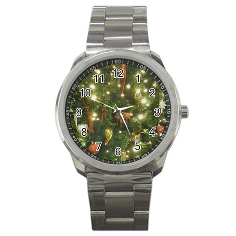 Christmas Tree Decoration Photo Sport Metal Watch from ArtsNow.com Front