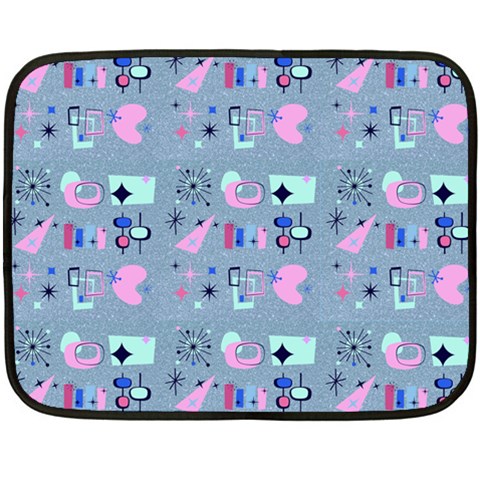 50s Diner Print Blue Double Sided Fleece Blanket (Mini)  from ArtsNow.com 35 x27  Blanket Front