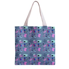 50s Diner Print Blue Zipper Grocery Tote Bag from ArtsNow.com Front