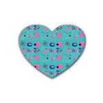 50s Diner Print Mint Green Rubber Coaster (Heart)
