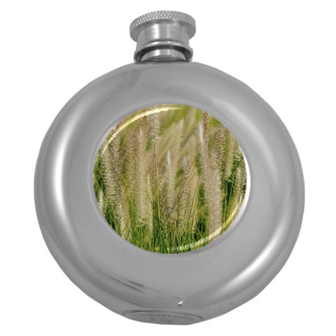Under The Warm Sun No3 Round Hip Flask (5 oz) from ArtsNow.com Front