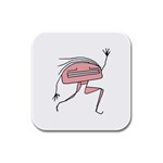 Alien Dancing Girl Drawing Rubber Square Coaster (4 pack)