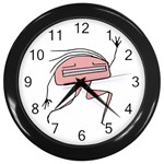 Alien Dancing Girl Drawing Wall Clock (Black)