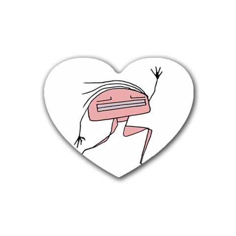 Alien Dancing Girl Drawing Rubber Coaster (Heart) from ArtsNow.com Front