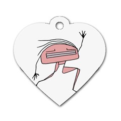 Alien Dancing Girl Drawing Dog Tag Heart (Two Sides) from ArtsNow.com Front