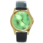 Green Vibrant Abstract No4 Round Gold Metal Watch