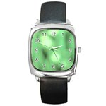 Green Vibrant Abstract No4 Square Metal Watch