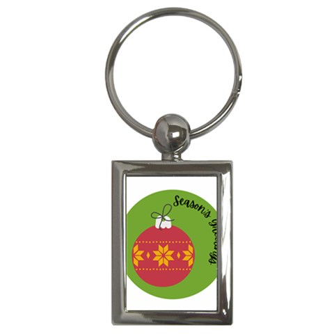 Seasons Greeting Christmas Ornament  Key Chain (Rectangle) from ArtsNow.com Front